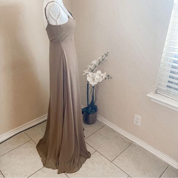 Show Me Your Mumu Faith Brown Dune Chiffon Maxi Bridal Party Dress SZ XS NWOT - Picture 7 of 11